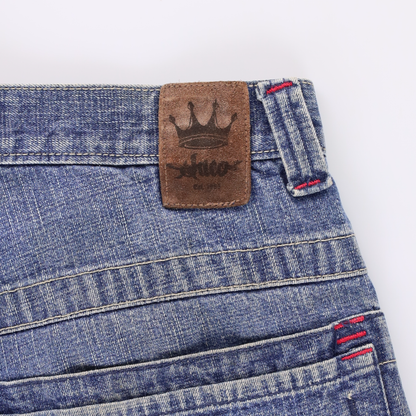 JNCO Spiked Skull Y2K Jorts Denim Shorts (32)