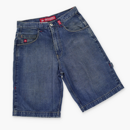 JNCO Spiked Skull Y2K Jorts Denim Shorts (32)