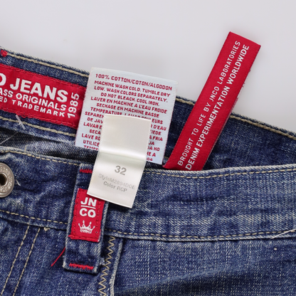 JNCO Spiked Skull Y2K Jorts Denim Shorts (32)