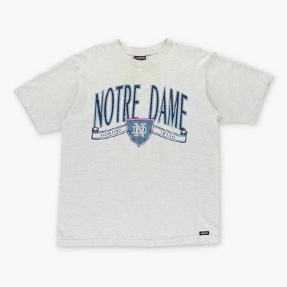 Vintage NOTRE DAME Cathedral Embroidered Grey & Blue USA Made T-Shirt (L)