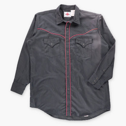 Vintage MWG Black And Red Long Sleeve Snap Button Western Shirt Canada Made (L-XL)