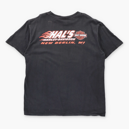 Vintage HARLEY DAVIDSON "100 Years Of Great Motorcycles" New Berlin Wisconsin Y2K Tee USA Made (XL)