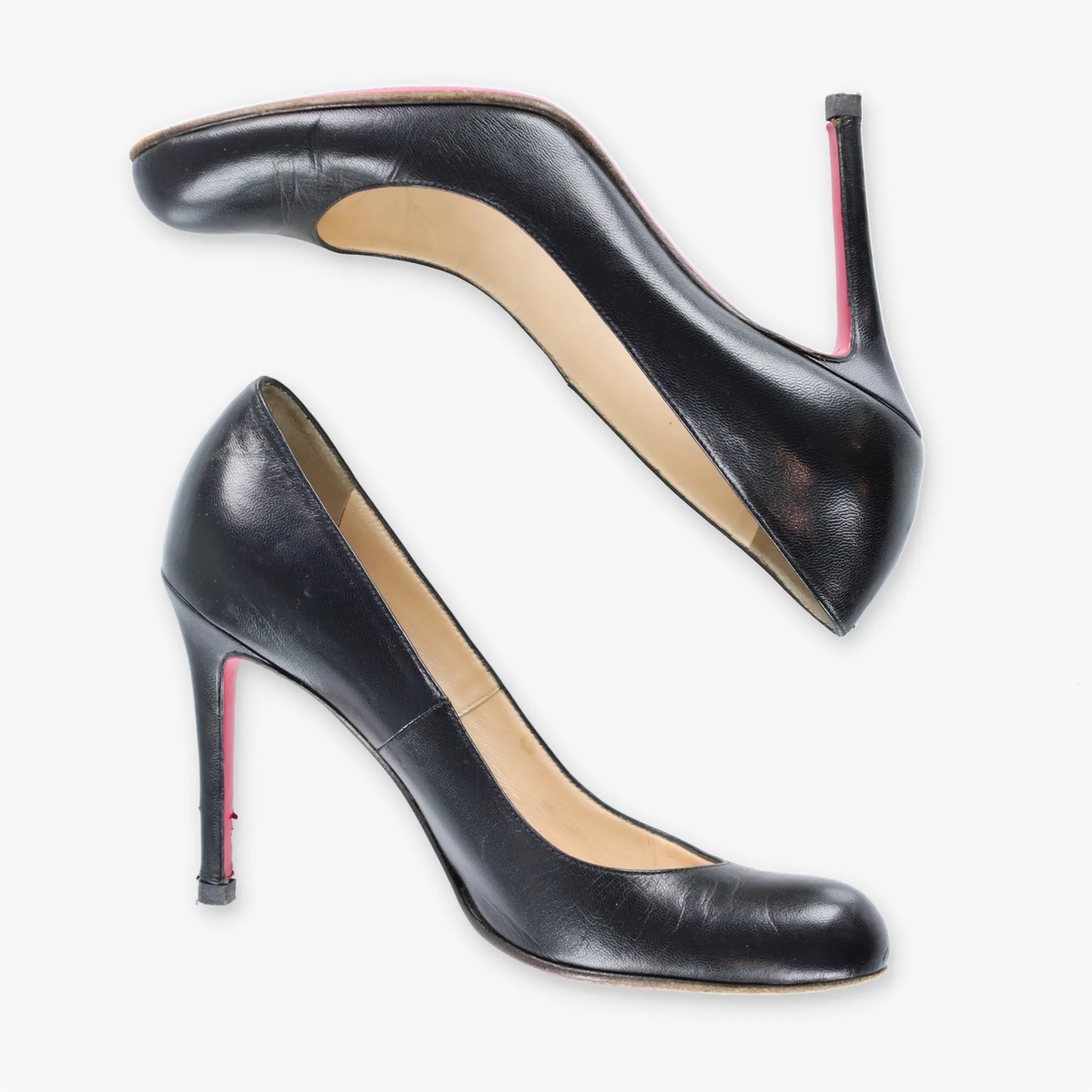 Vintage CHRISTIAN LOUBOUTIN Black Leather Italian Made Heels (38.5)
