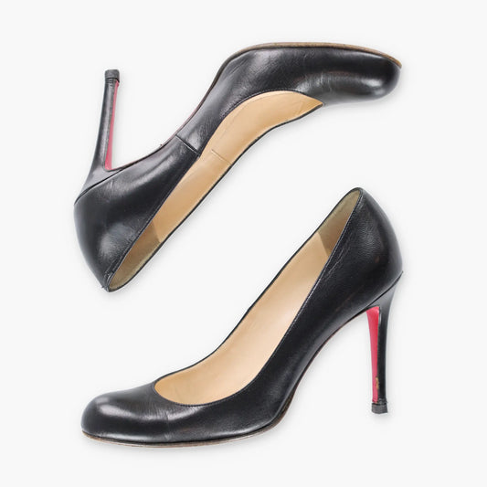Vintage CHRISTIAN LOUBOUTIN Black Leather Italian Made Heels (38.5)