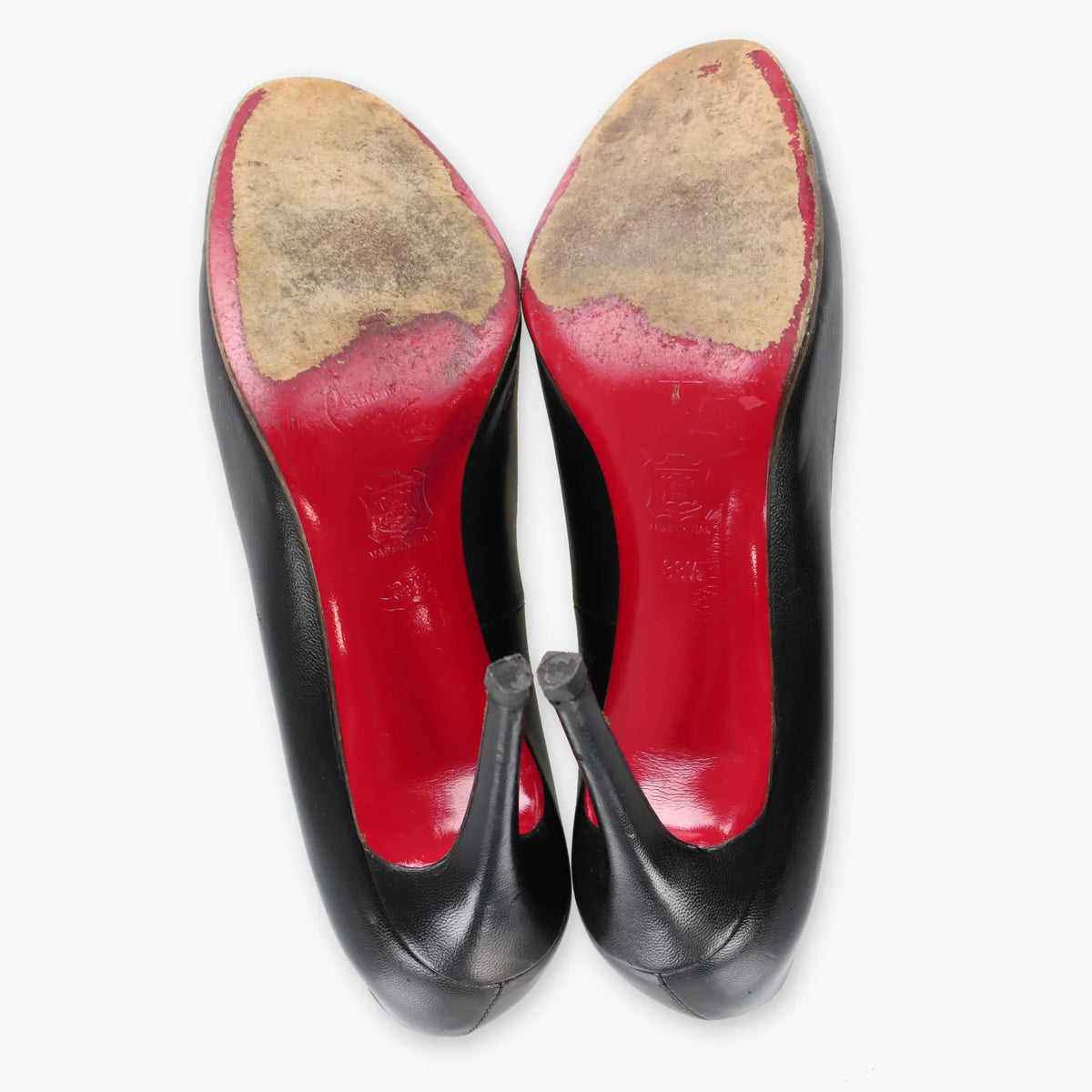 Vintage CHRISTIAN LOUBOUTIN Black Leather Italian Made Heels (38.5)