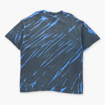 Vintage HARLEY DAVIDSON Shimmer Spell Out Logo Black & Blue Embroidered "Motorcycles" Tee (XL)