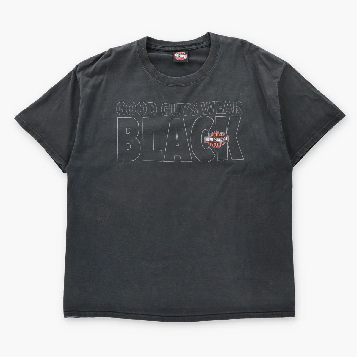 Vintage HARLEY DAVIDSON "Good Guys Wear Black" Wolf Pack Sauk Prairie T-Shirt (XL)