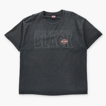 Vintage HARLEY DAVIDSON "Good Guys Wear Black" Wolf Pack Sauk Prairie T-Shirt (XL)