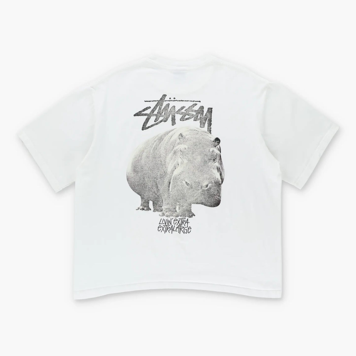 Vintage STUSSY Hippo Street Grunge Boxy White T-Shirt (L-XL)