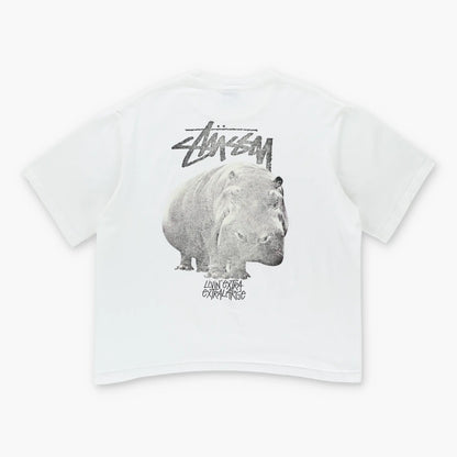 Vintage STUSSY Hippo Street Grunge Boxy White T-Shirt (L-XL)