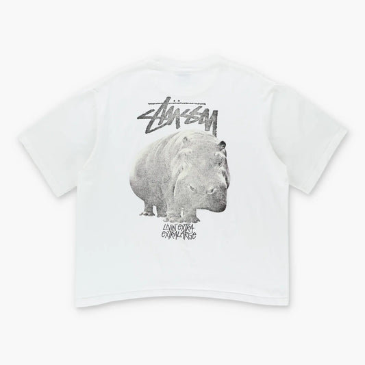 Vintage STUSSY Hippo Street Grunge Boxy White T-Shirt (L-XL)
