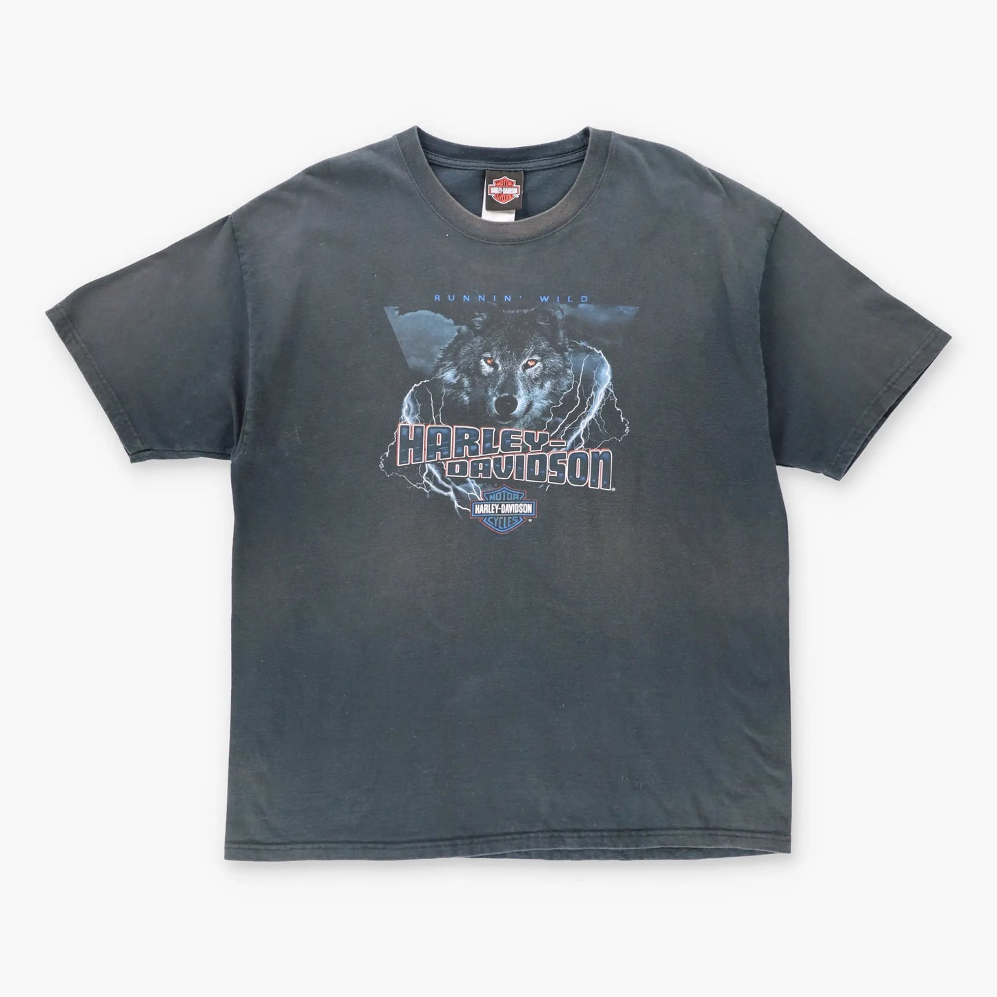 HARLEY DAVIDSON Wolf 'Runin' Wild' Texas Motorcycle Black T-Shirt (XL)