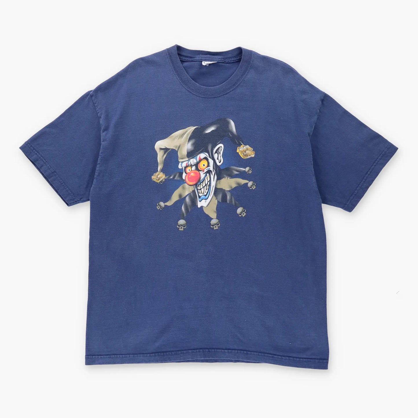 HARLEY DAVIDSON Clown Jester Navy Texas Motorcycle T-Shirt (XL)