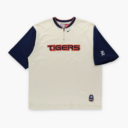 NIKE Team Detroit Tigers MLB 1/4 Zip Korean Made Felt Patch Vintage Baseball Jersey (XL)