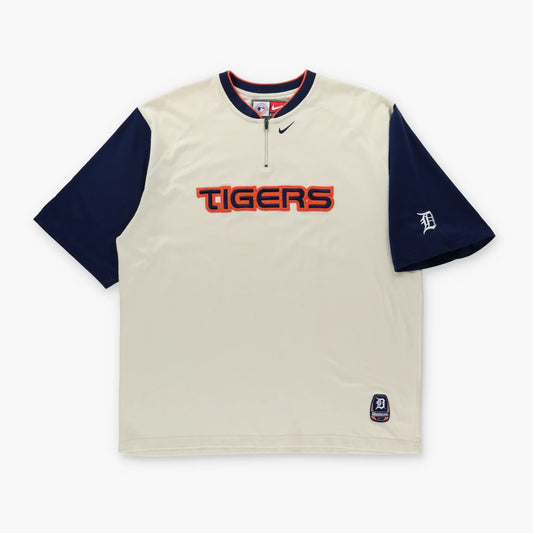NIKE Team Detroit Tigers MLB 1/4 Zip Korean Made Felt Patch Vintage Baseball Jersey (XL)