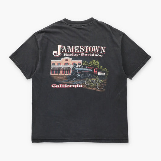 Vintage 1997 HARLEY DAVIDSON Jamestown "Proud & Fearless" Howling Wolves T-Shirt (L-XL)