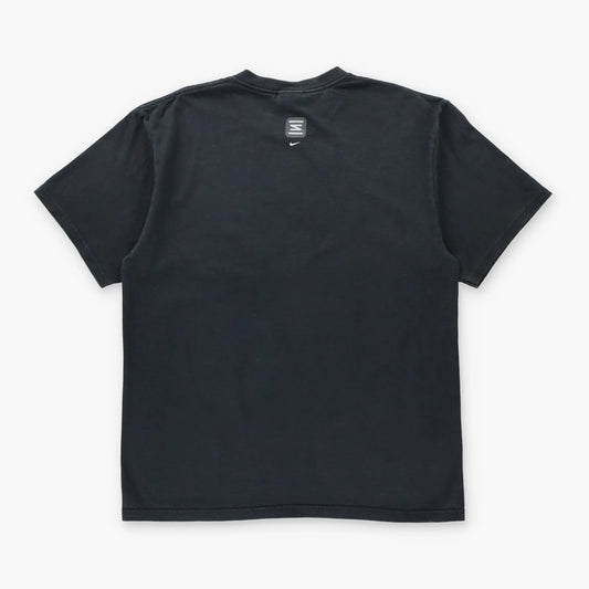 NIKE Vintage Black & Grey Stylised Swoosh Logo Graphic Tee (M)
