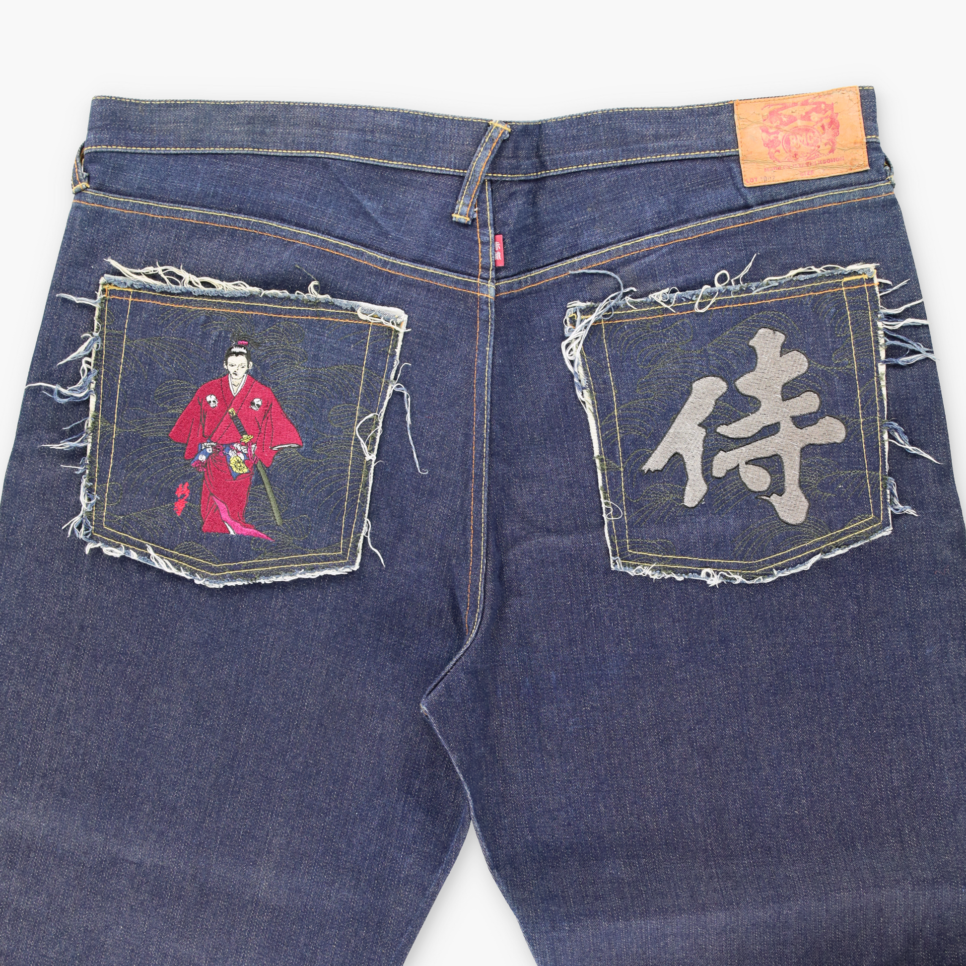 Vintage RMC RED MONKEY Lot 1002 Samurai Embroidered Y2K Jeans (42) Vintage Sole Melbourne