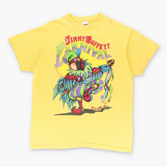 Vintage 1998 JIMMY BUFFETT Carnival Jester Parrot Yellow Music Tour T-Shirt (XL) Vintage Sole Melbourne