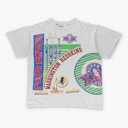 Vintage 1992 SUPER BOWL Washington Redskins Grey NFL Football T-Shirt (L-XL) Vintage Sole Melbourne