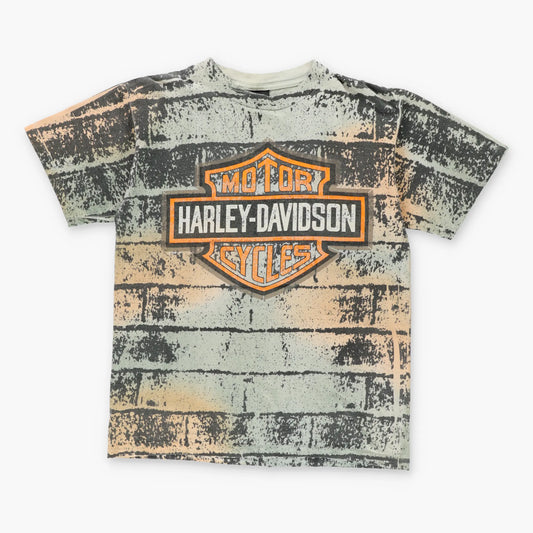 Vintage HARLEY DAVIDSON All Over Print USA Made Motorcycle T-Shirt  (L)