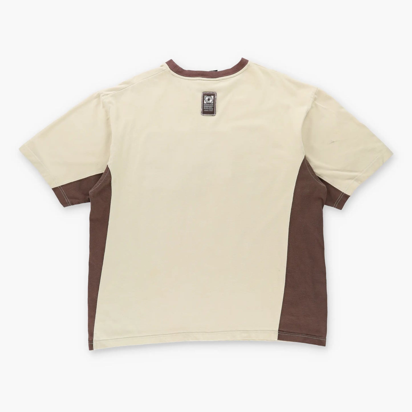Vintage SOUTH POLE Y2K 3D Print Logo Brown Ringer T-Shirt (XL)