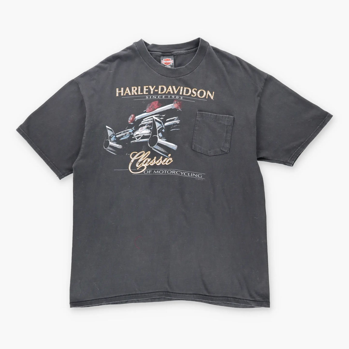 Vintage 1996 HARLEY DAVIDSON 'Classic' Pocket Faded Motorcycle T-Shirt (XL)