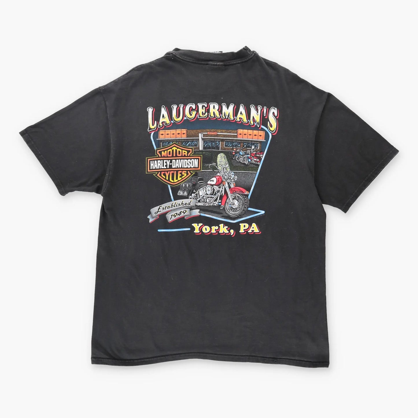 Vintage 1996 HARLEY DAVIDSON 'Classic' Pocket Faded Motorcycle T-Shirt (XL)