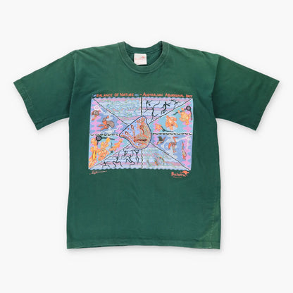 Vintage 'Australian Aboriginal Art' Single Stitch Australia Made Green T-Shirt (L)