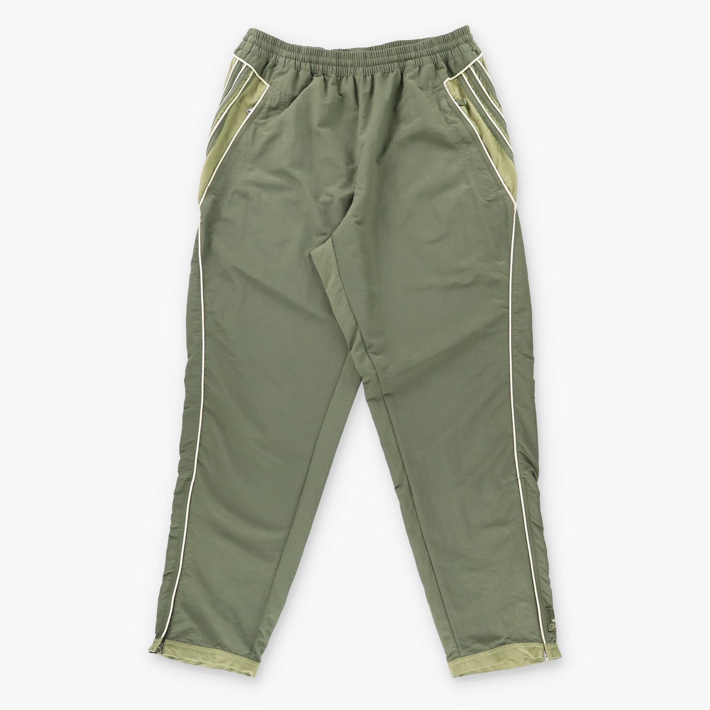 Vintage ADIDAS Logo Patch Green & Cream Piping Zip Cuff Track Pants (L) ***COCO Vintage Sole Melbourne