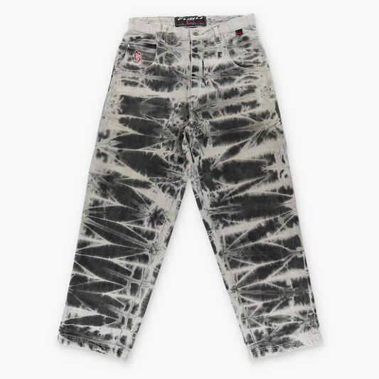 FUBU Embroidered Logo Acid Wash Red & Grey Denim Jeans (34)