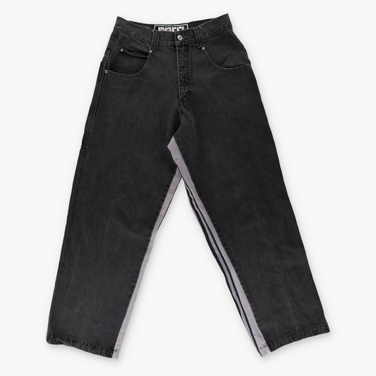 PACO Embroidered Stripe Panel Grey & Black Jeans (30 x 32)