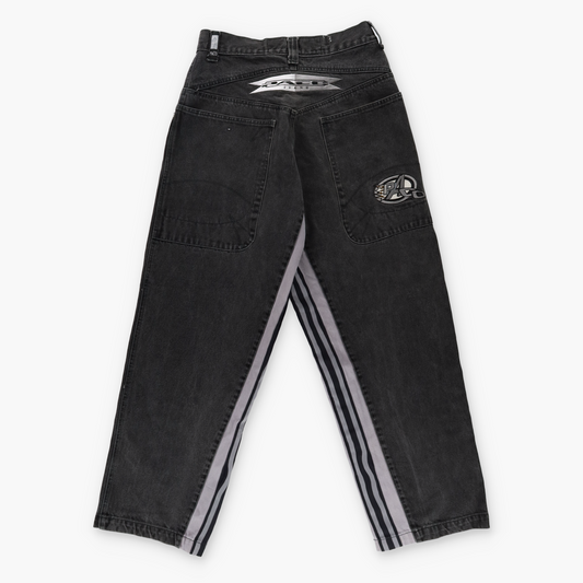 PACO Embroidered Stripe Panel Grey & Black Jeans (30 x 32)
