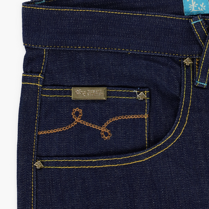 LNG LN Geans Rainbow Embroidered Pockets Dark Wash Jeans (36)