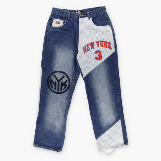 UNK NBA New York Nicks Stephon Marbury #3 Embroidered Jersey Denim Jeans (34)