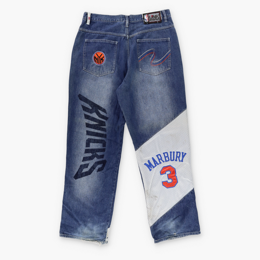 UNK NBA New York Nicks Stephon Marbury #3 Embroidered Jersey Denim Jeans (34)