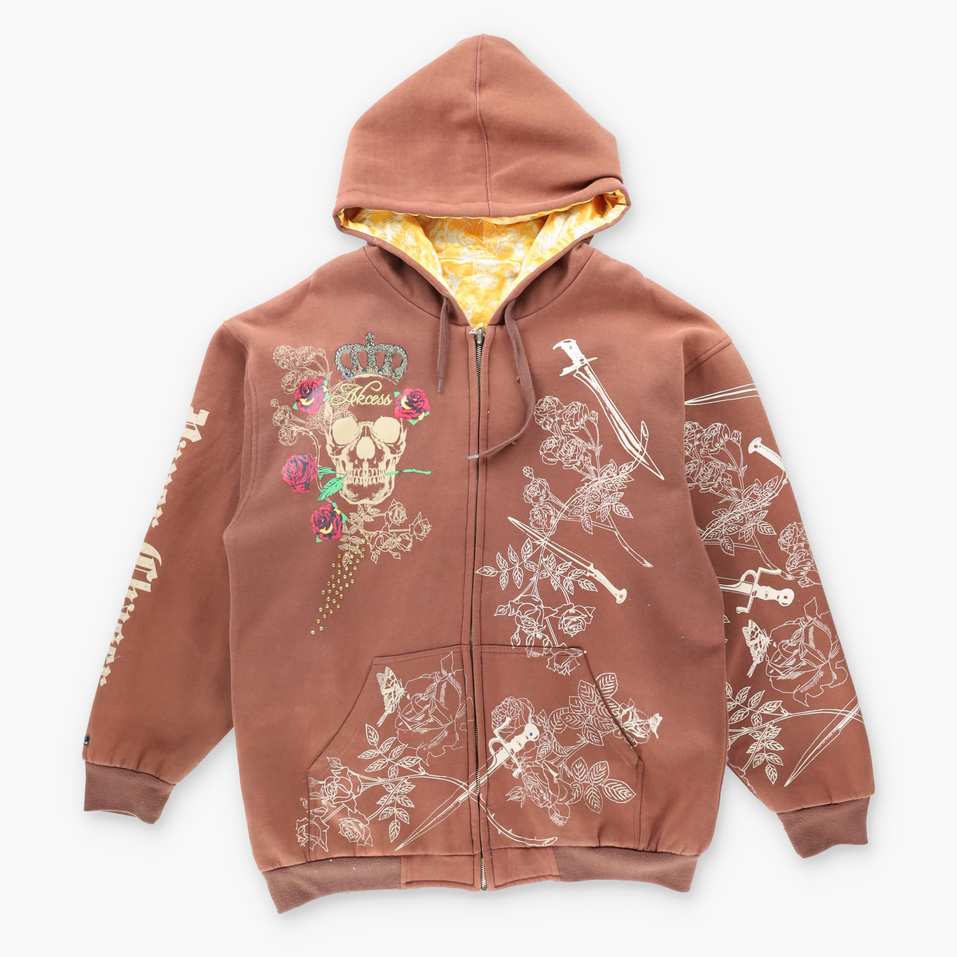Vintage AKCESS Y2K Embelilshed Brown Hooded Sweatshirt *Aubs Vintage Sole Melbourne