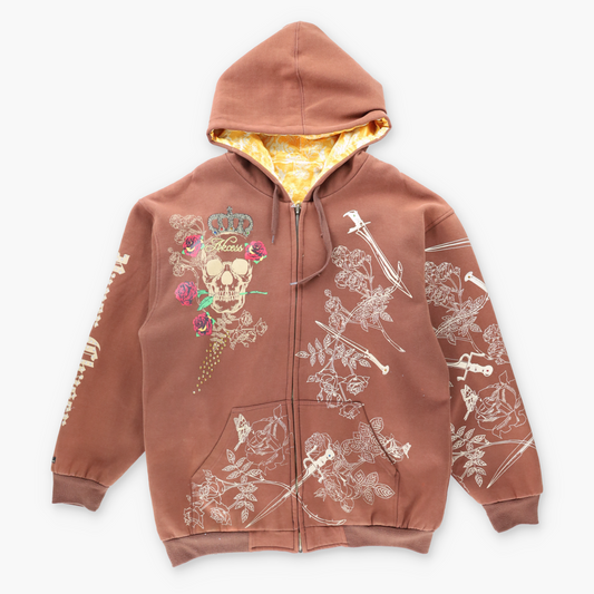 Vintage AKCESS Y2K Embelilshed Brown Hooded Sweatshirt *Aubs Vintage Sole Melbourne