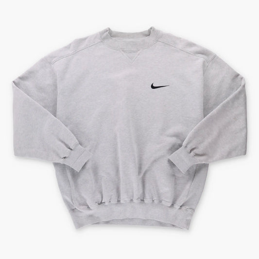 Vintage NIKE Embroidered Swoosh Grey & Black Sweatshirt (L) *Aubs Vintage Sole Melbourne