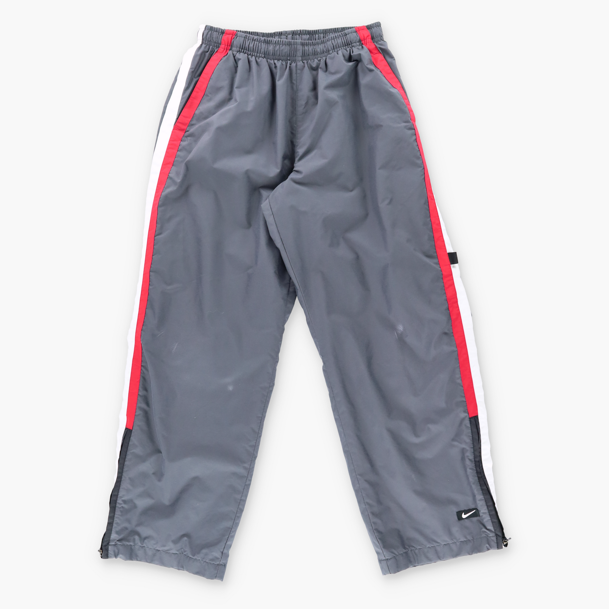 Vintage NIKE Swoosh Grey & Red Stripe Track Pants (S) *Aubs Vintage Sole Melbourne