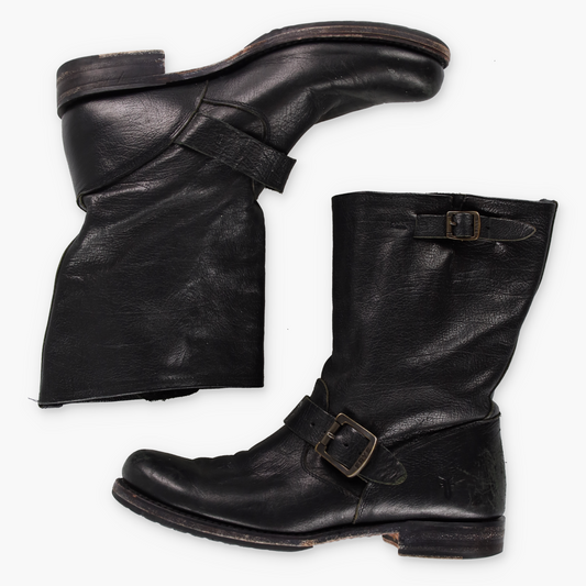 FRYE Veronica Black Leather Biker Moto Boot (40)