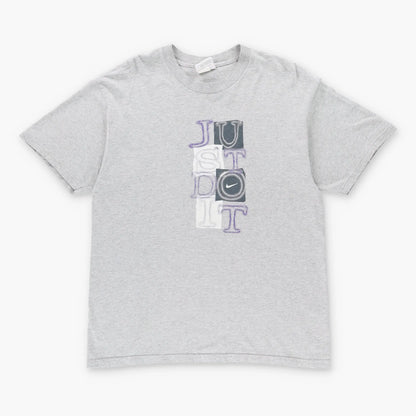 Vintage NIKE 'Just Do It' Letter Logo USA Made Grey & Purple T-Shirt (M)