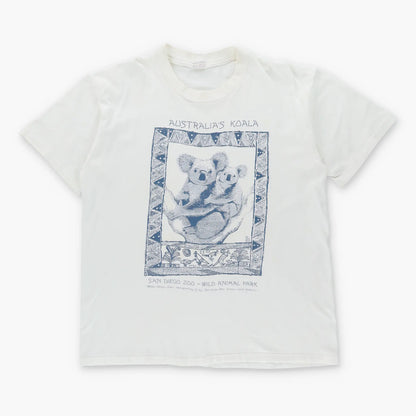 Vintage SAN DIEGO ZOO Australia's Koala Animal Souvenir White Single Stitch USA Made T-Shirt (L)