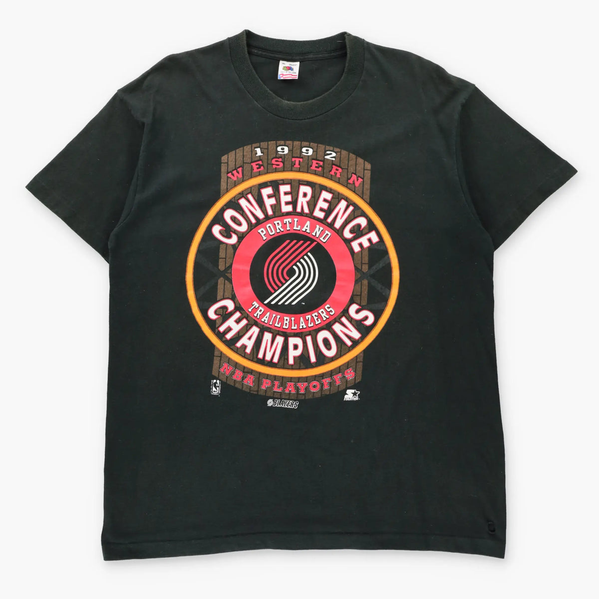 Vintage NBA Playoffs Portland Trailblazers USA Made Black T-Shirt (XL)