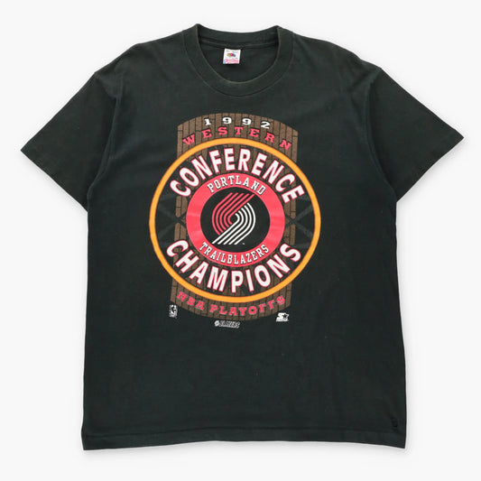 Vintage NBA Playoffs Portland Trailblazers USA Made Black T-Shirt (XL)