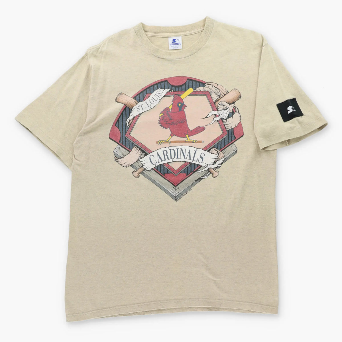 Vintage 1993 STARTER St. Louis Cardinals MLB Illustration USA Made T-Shirt (M-L TALL)