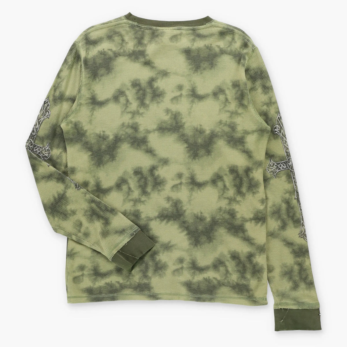 Vintage MMA ELITE Skulls & Crosses Green Waffle Knit Thermal Long Sleeve Tee (M)