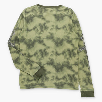 Vintage MMA ELITE Skulls & Crosses Green Waffle Knit Thermal Long Sleeve Tee (M)