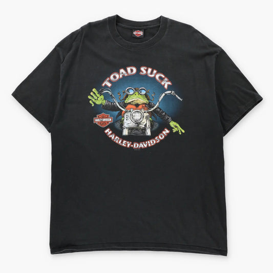 HARLEY DAVIDSON "Toad Suck" Conway Arkansas Double Sided Biker Toad Vintage Black Tee (XXL)