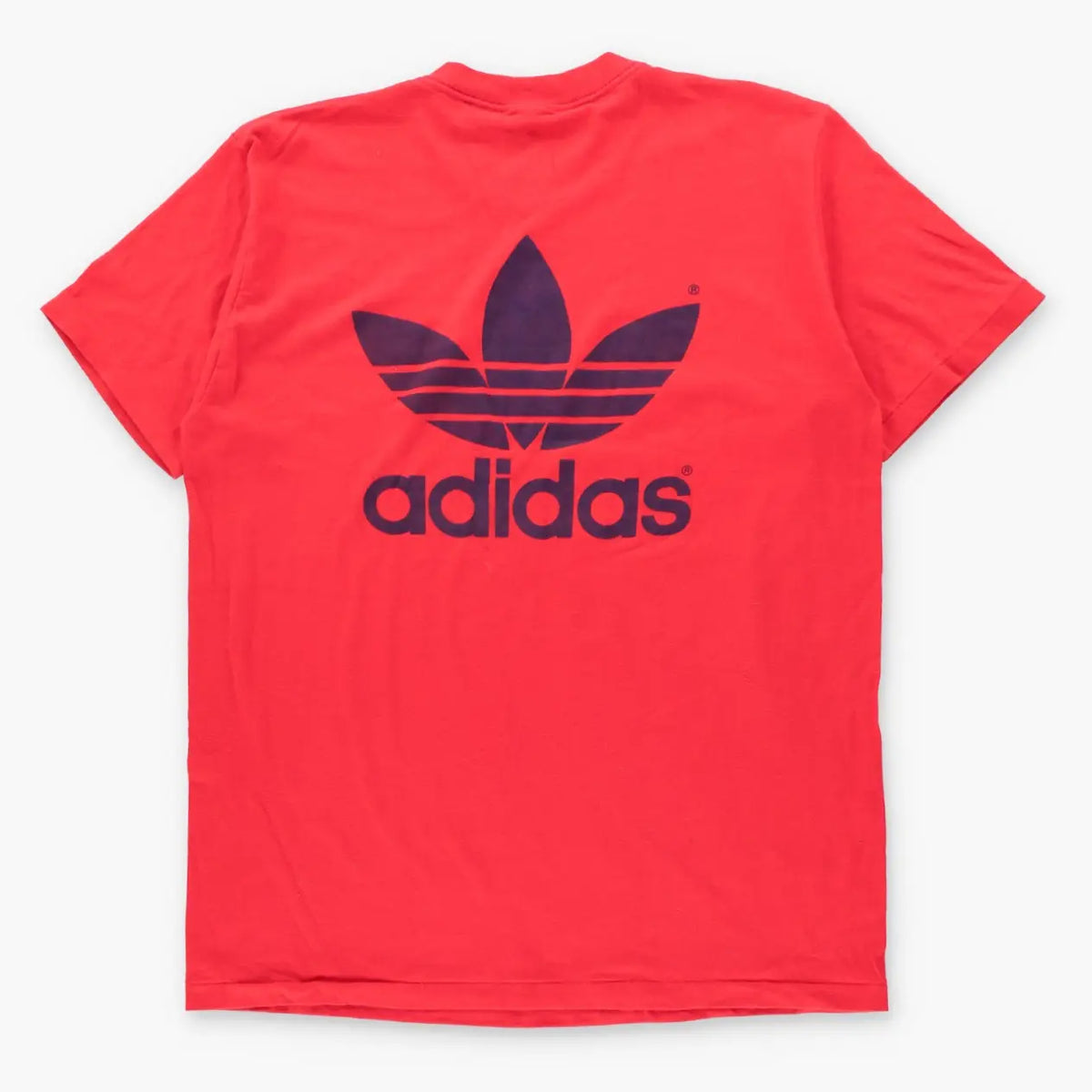 Vintage 80s ADIDAS Red & Blue Double Sided Big Logo USA Made Single Stitch Tee (L)